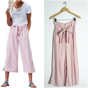 Joules Red & White Striped Wide-Leg Crop Pants | Size US 2